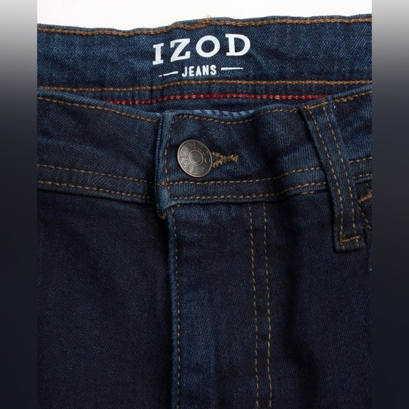 IZOD Men's Denim Jeans - Comfort Stretch Mid Rise Relaxed Fit, 34x32 Dark Tint - Picture 5 of 7